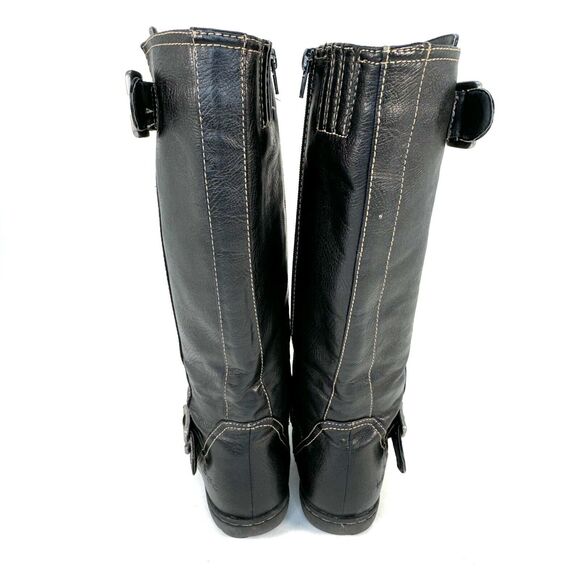BOC Born Concept Martina II Black Leather Boots Womens 5 Riding Tall Side Zip - Picture 5 of 11